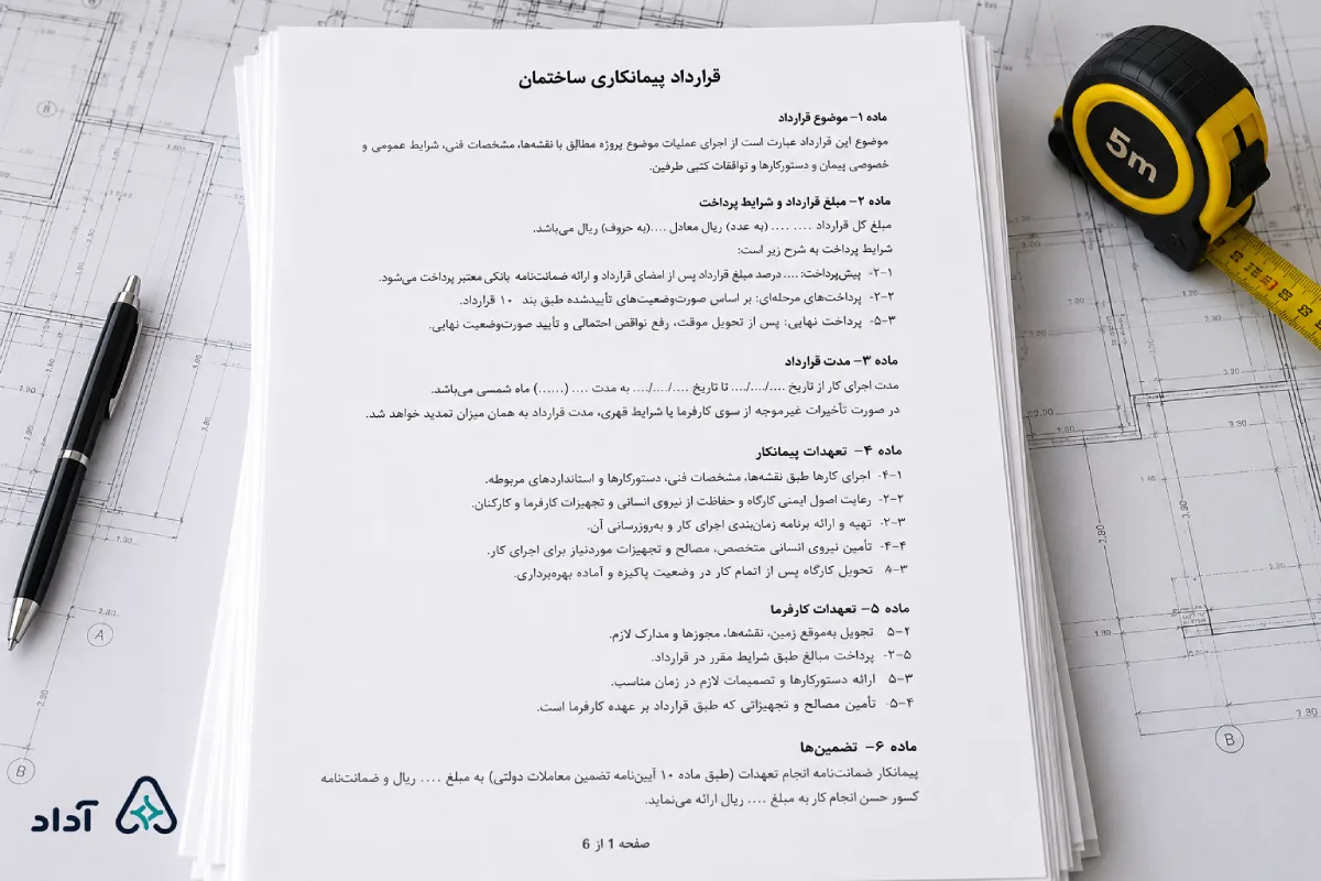 قرارداد پیمانکاری ساختمان